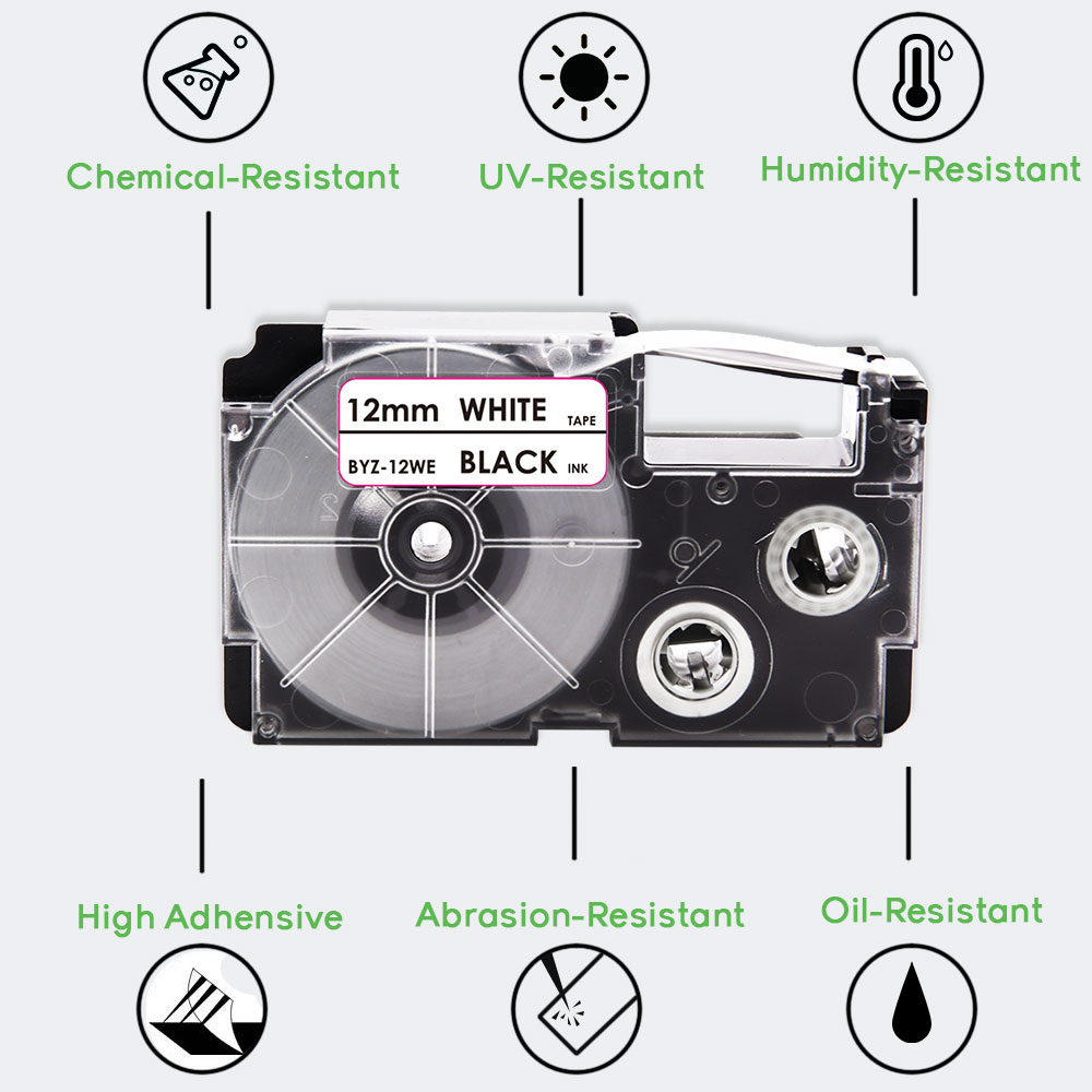 2/5Pcs XR12WE XR9WE Black on W - đánh giá và giá Label Printer Tape